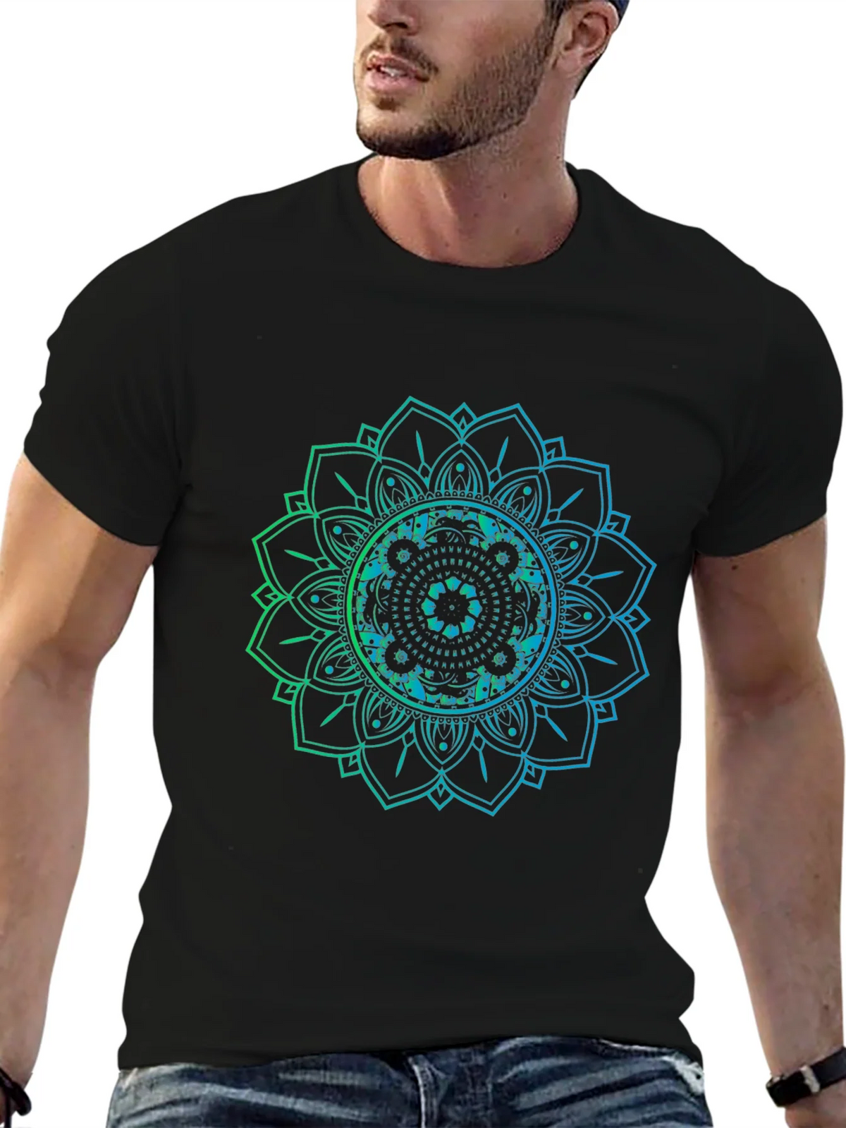 Mandala Graphic Print Black T-Shirt product image 9
