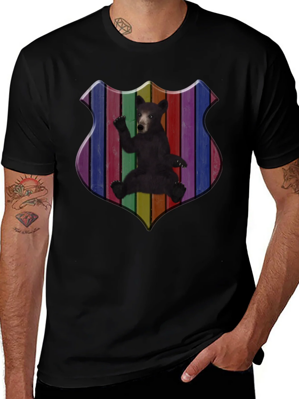 Rainbow Bear Shield Graphic T-Shirt product image 1