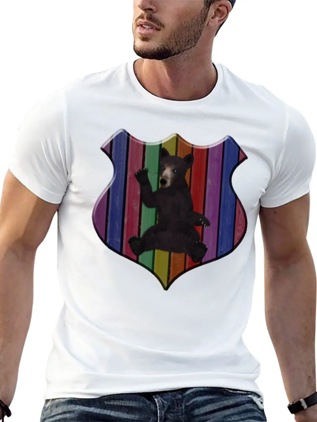 Rainbow Bear Shield Graphic T-Shirt product image 4