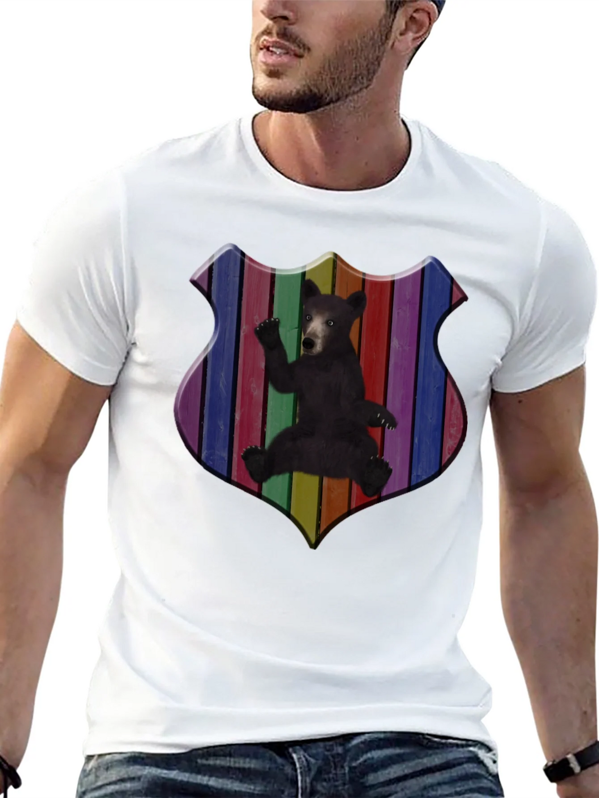 Rainbow Bear Shield Graphic T-Shirt product image 4