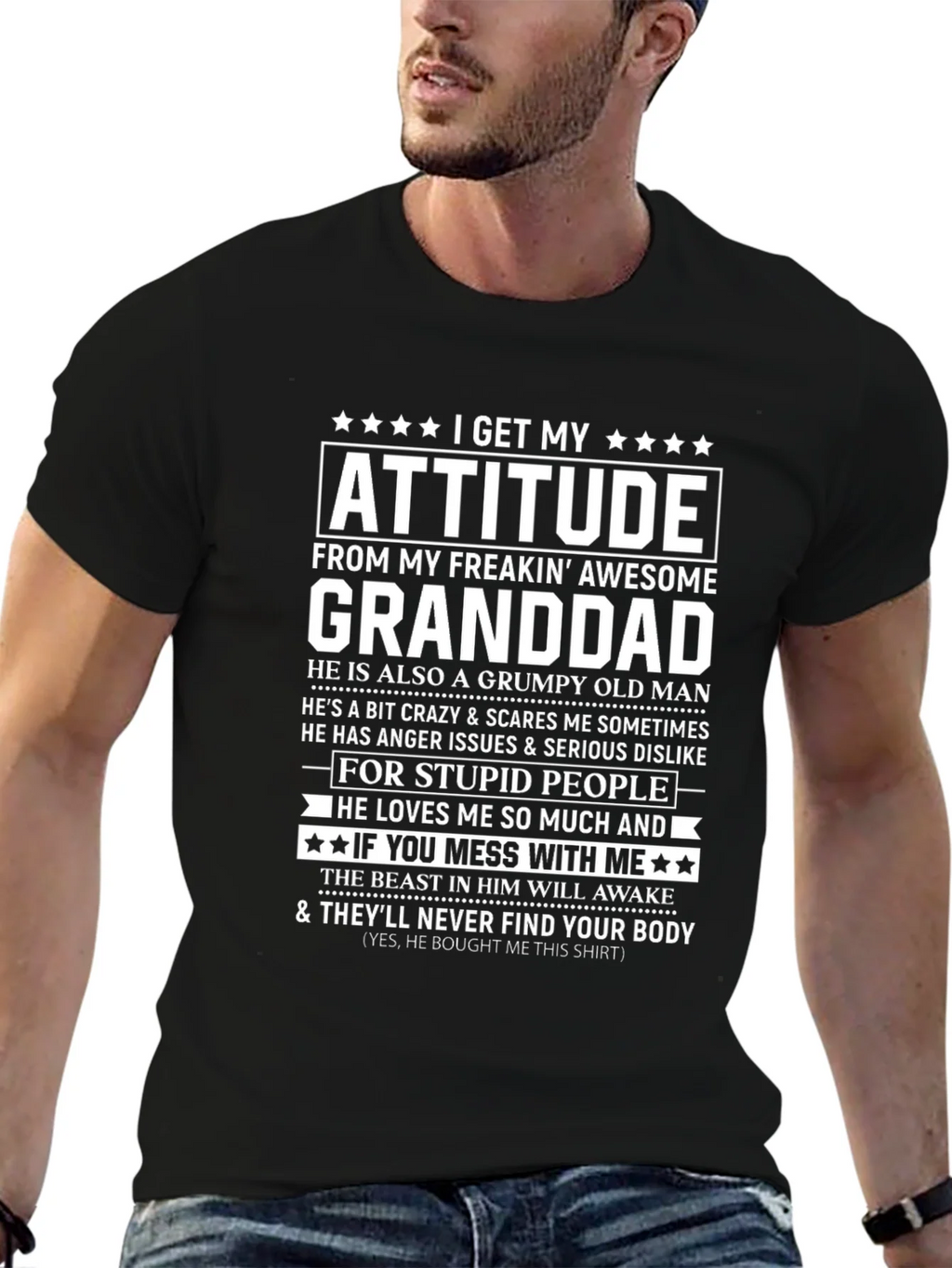 I Get My Attitude From Granddad T-Shirt product image 5