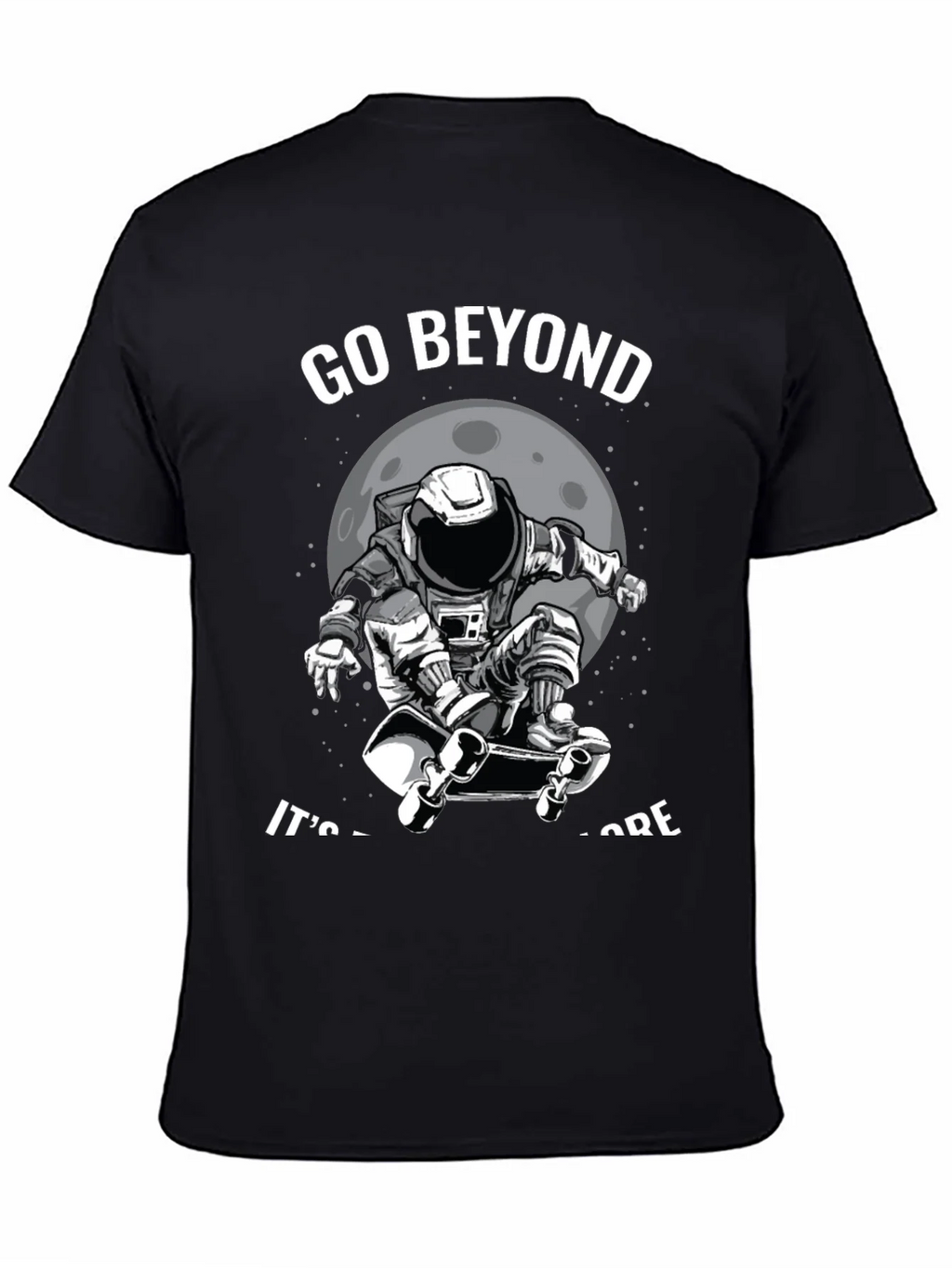 Go Beyond: Astronaut Skateboarder Black T-Shirt product image 7