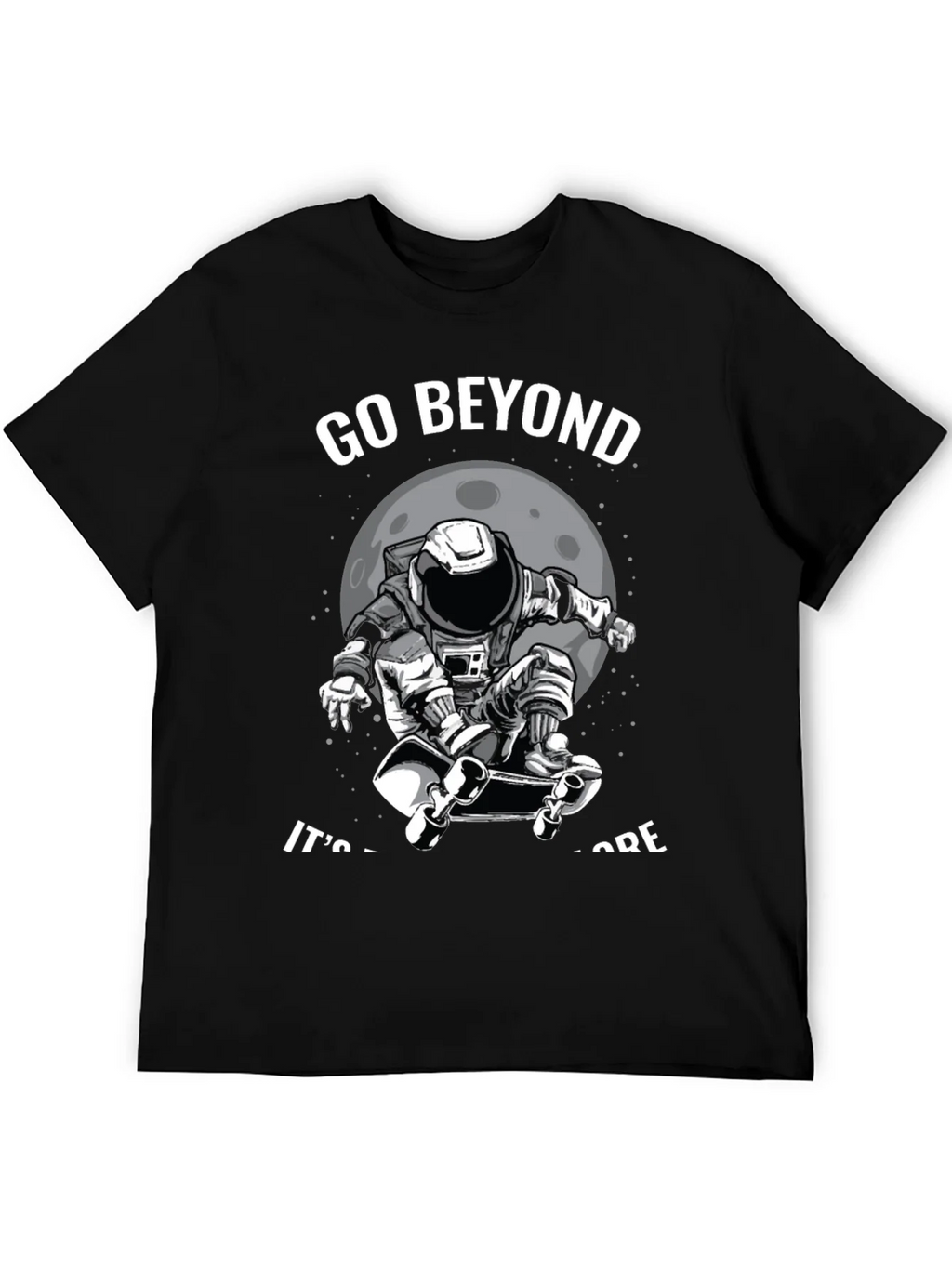 Go Beyond: Astronaut Skateboarder Black T-Shirt product image 8