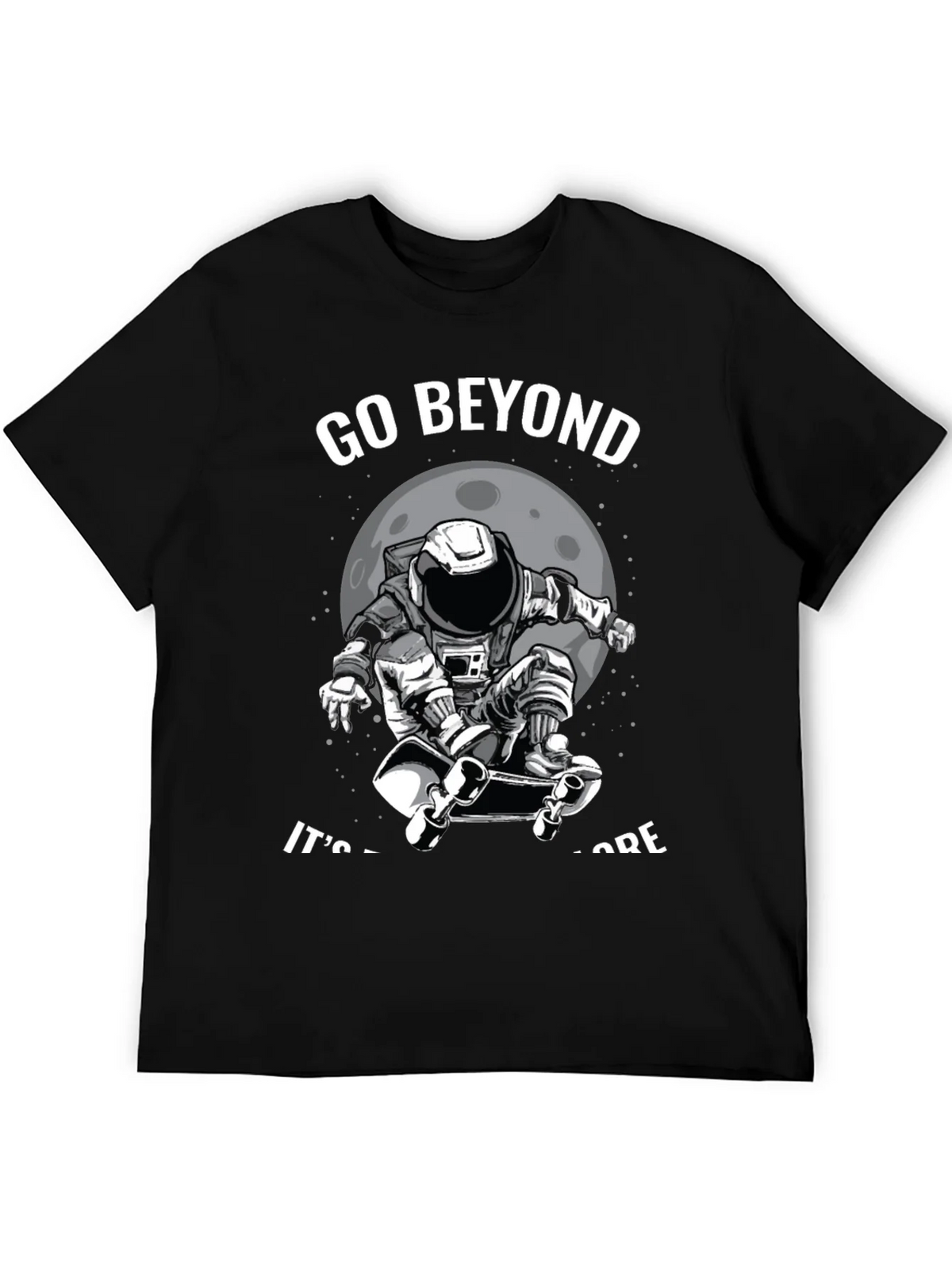 Go Beyond: Astronaut Skateboarder Black T-Shirt product image 8