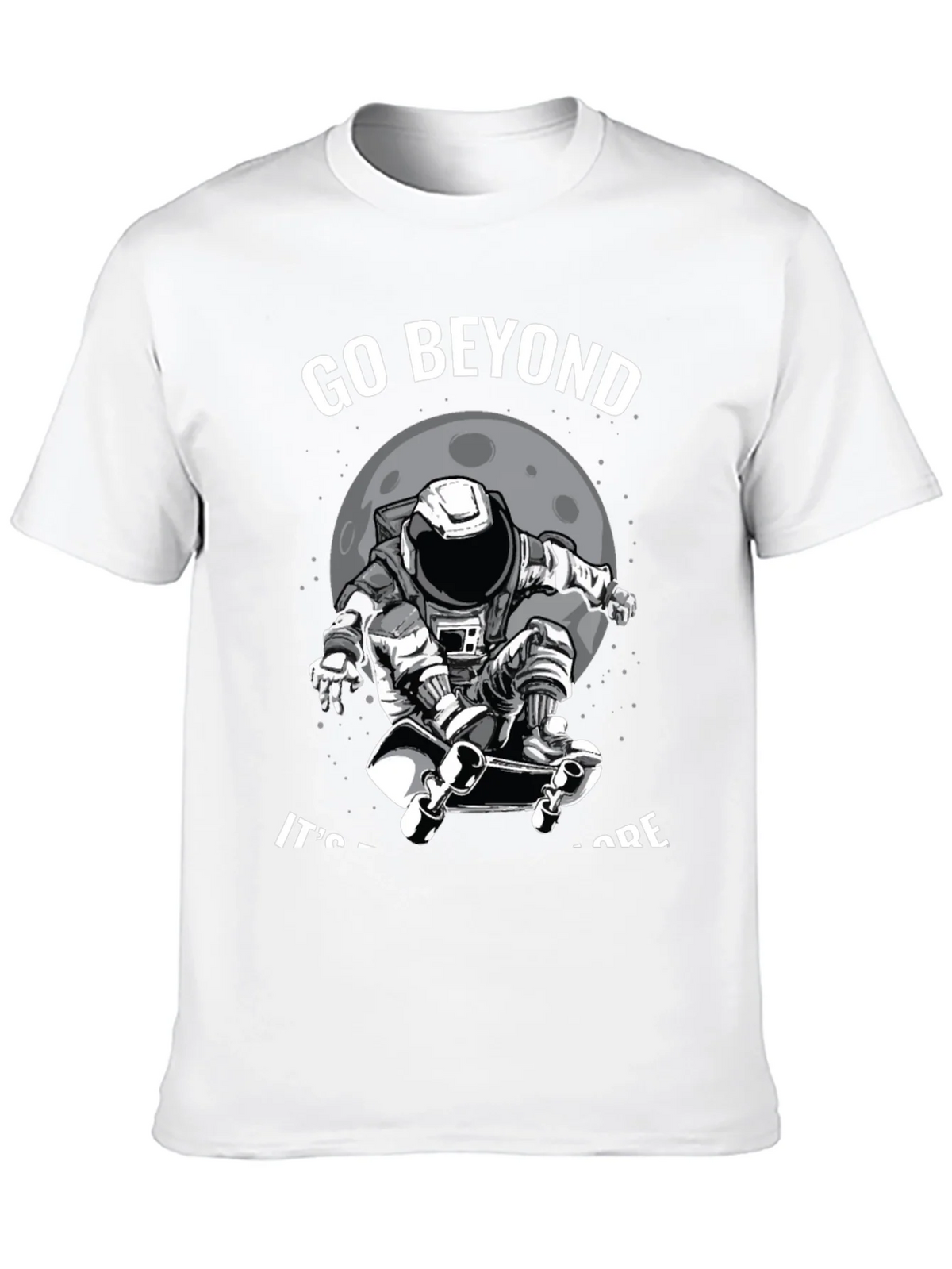 Go Beyond: Astronaut Skateboarder Black T-Shirt product image 12
