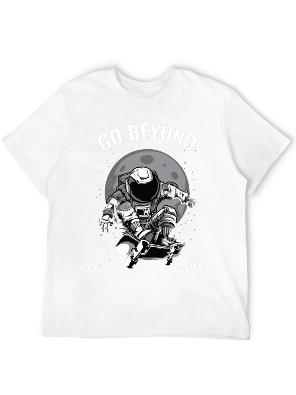 Go Beyond: Astronaut Skateboarder Black T-Shirt product image 3