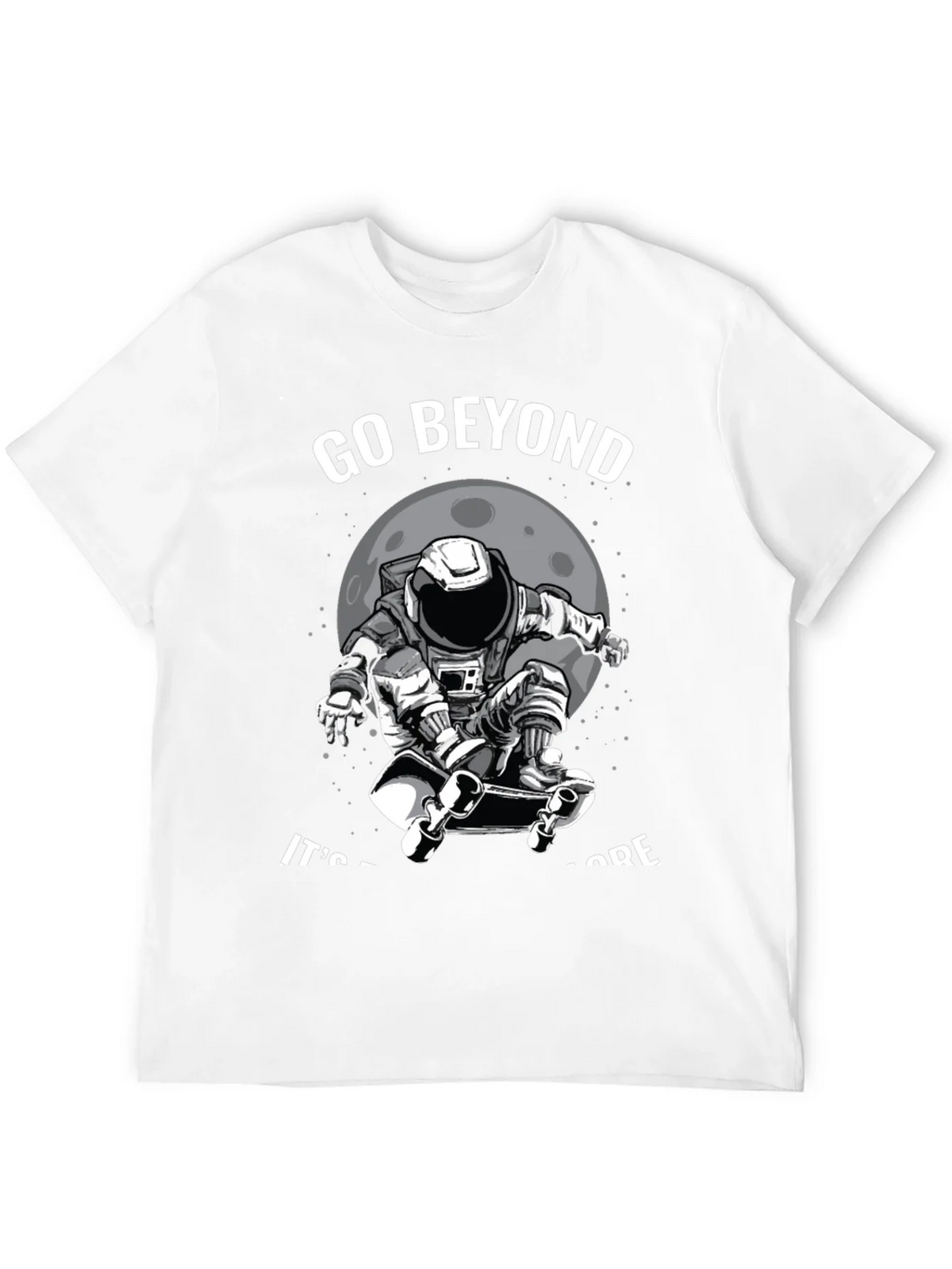 Go Beyond: Astronaut Skateboarder Black T-Shirt product image 3