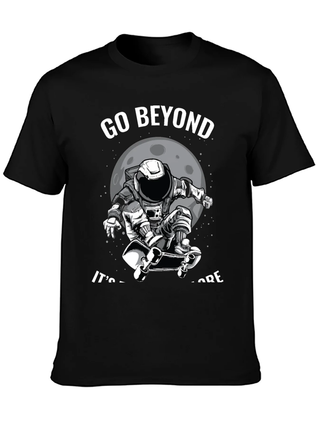 Go Beyond: Astronaut Skateboarder Black T-Shirt product image 6