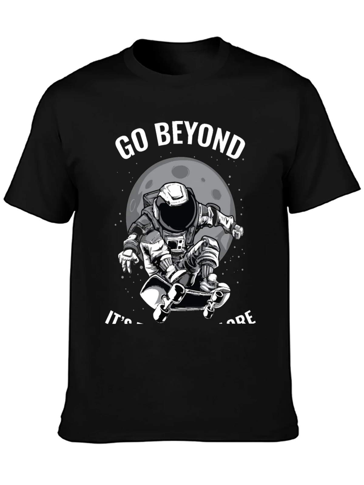 Go Beyond: Astronaut Skateboarder Black T-Shirt product image 6