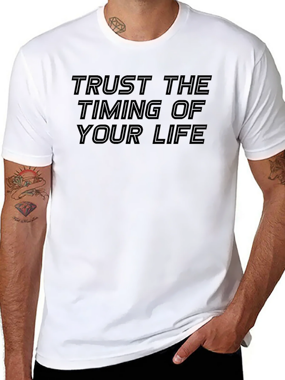 Trust The Timing Black Graphic Tee product image 10