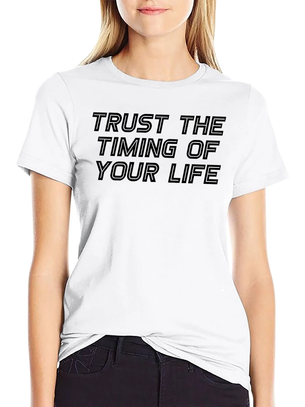 Trust The Timing Black Graphic Tee product image 11