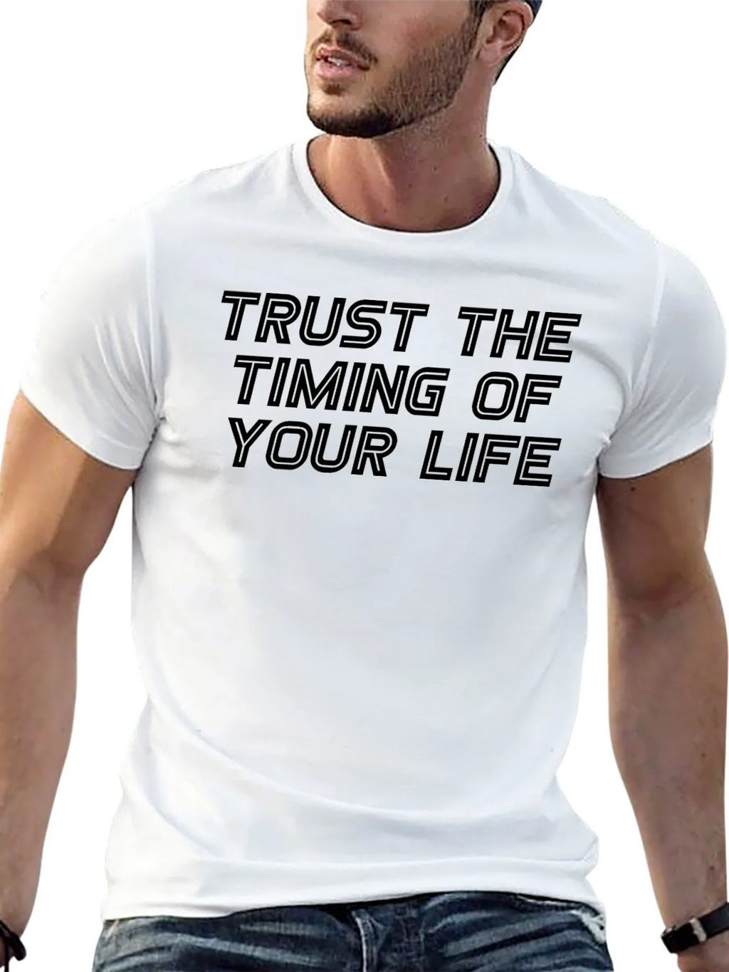 Trust The Timing Black Graphic Tee product image 4