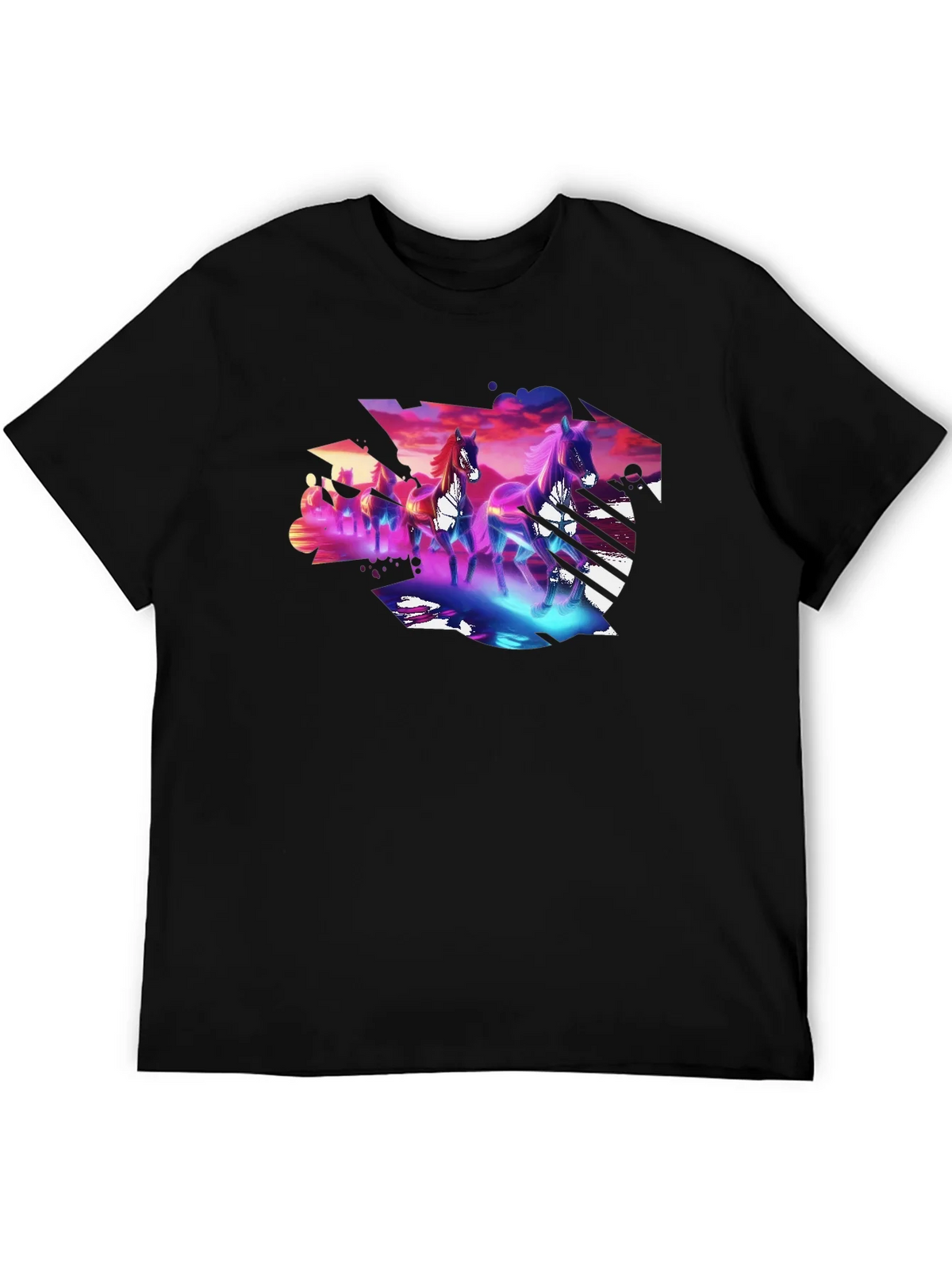 Neon Horses Graphic Tee - Mens Black T-Shirt product image 8