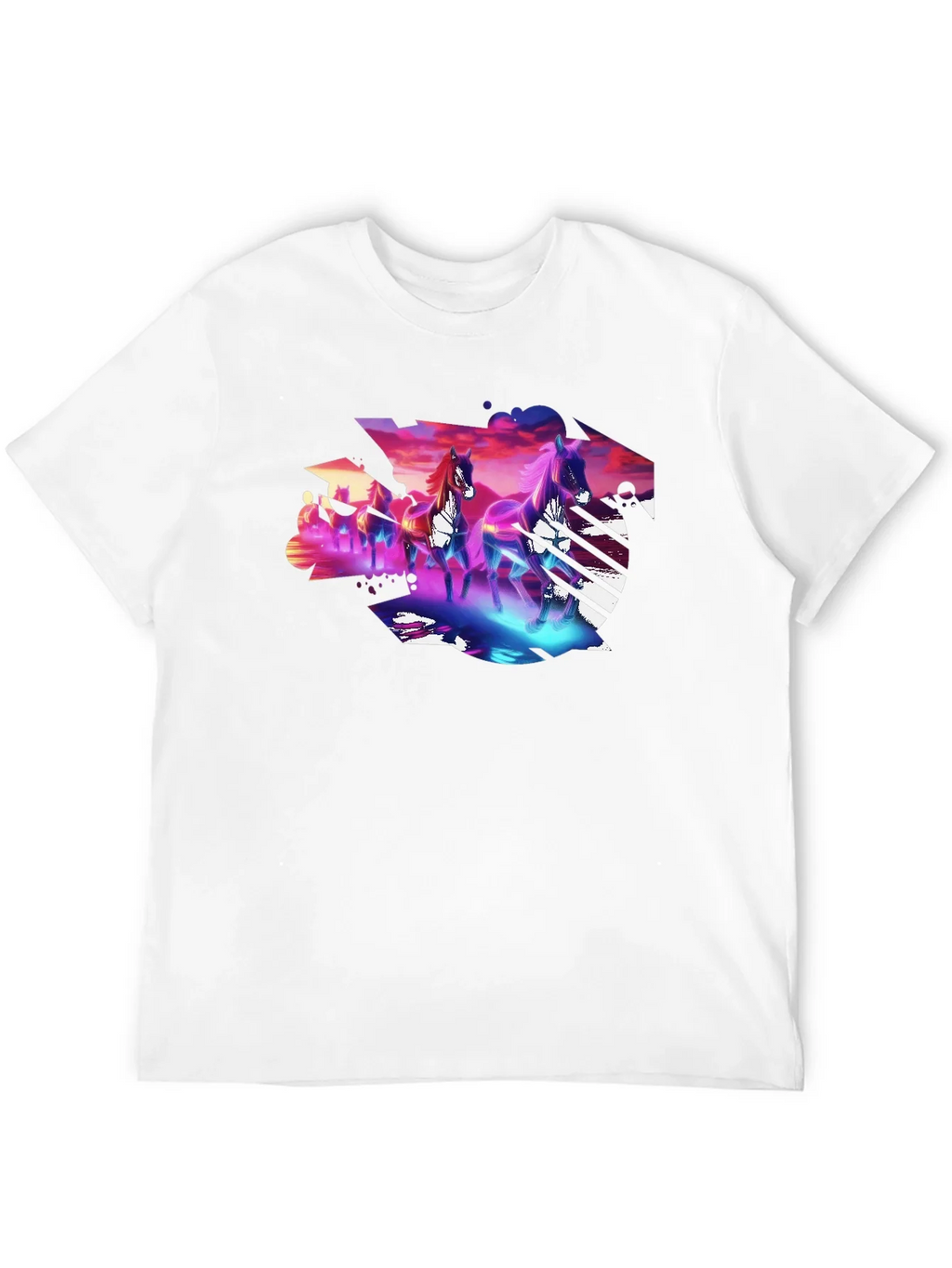 Neon Horses Graphic Tee - Mens Black T-Shirt product image 3