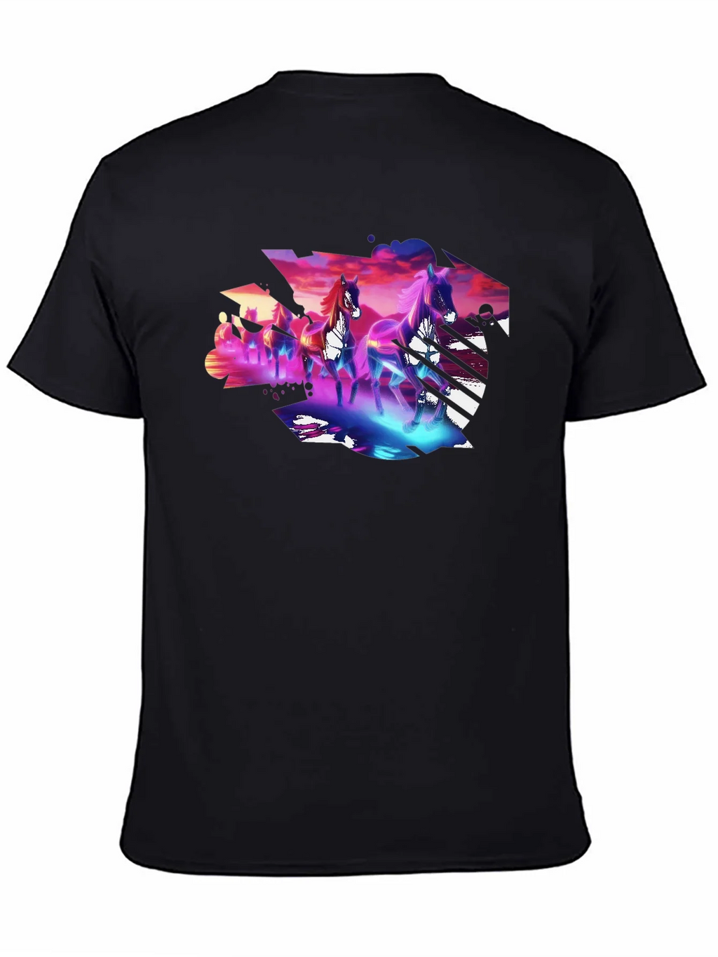 Neon Horses Graphic Tee - Mens Black T-Shirt product image 7