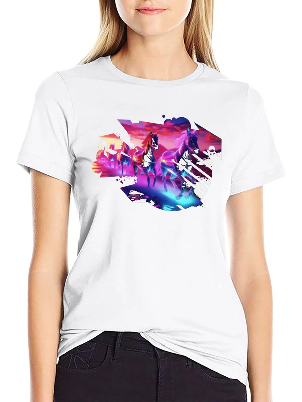 Neon Horses Graphic Tee - Mens Black T-Shirt product image 11