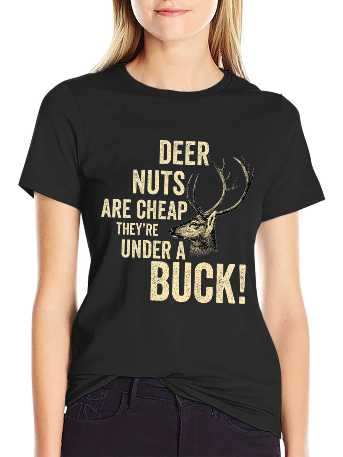 Deer Nuts Under A Buck Funny Graphic T-Shirt product image 5
