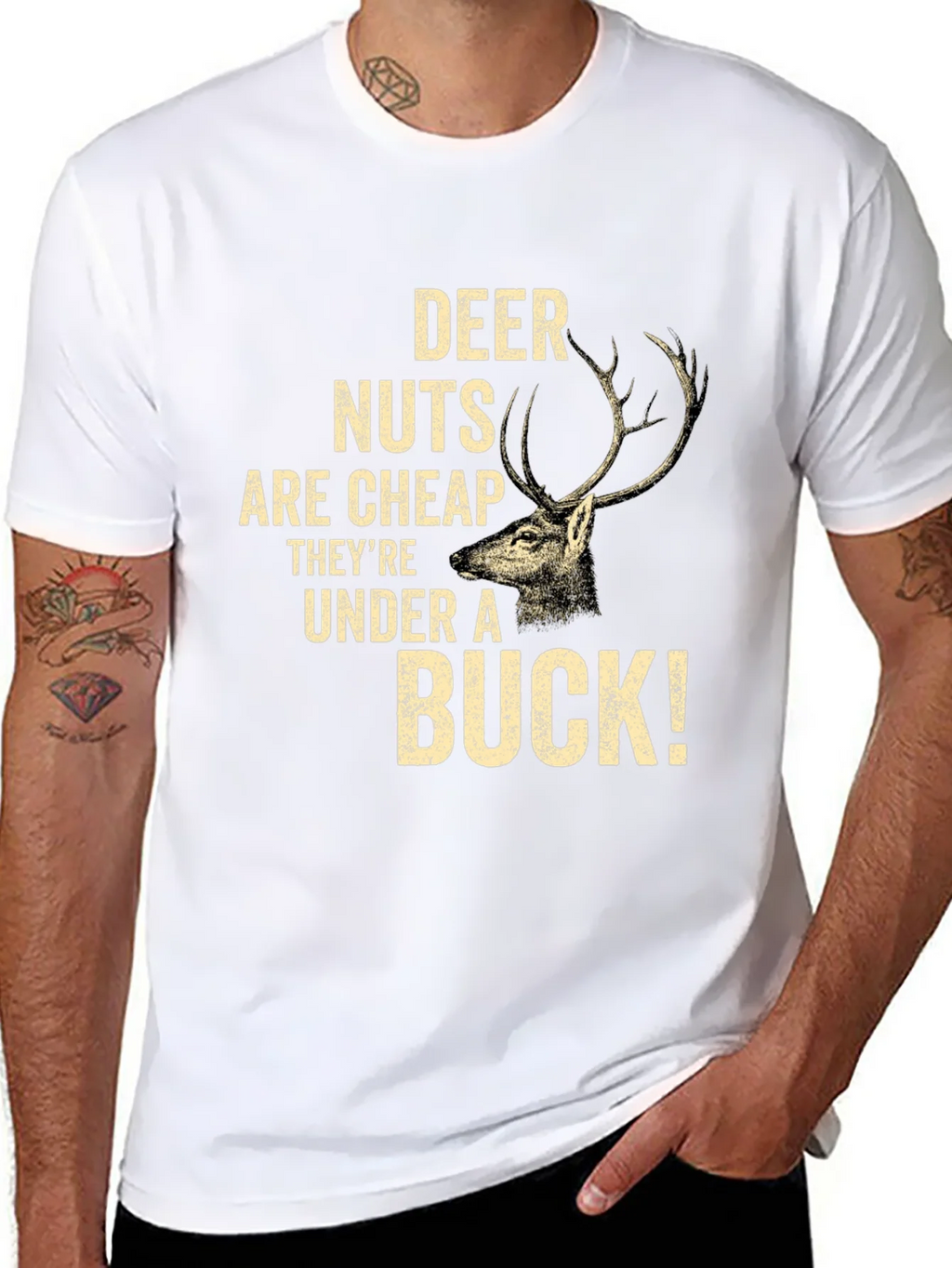 Deer Nuts Under A Buck Funny Graphic T-Shirt product image 10