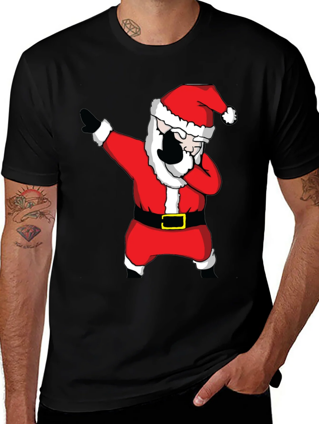 Dabbing Santa Claus Black T-Shirt product image 1