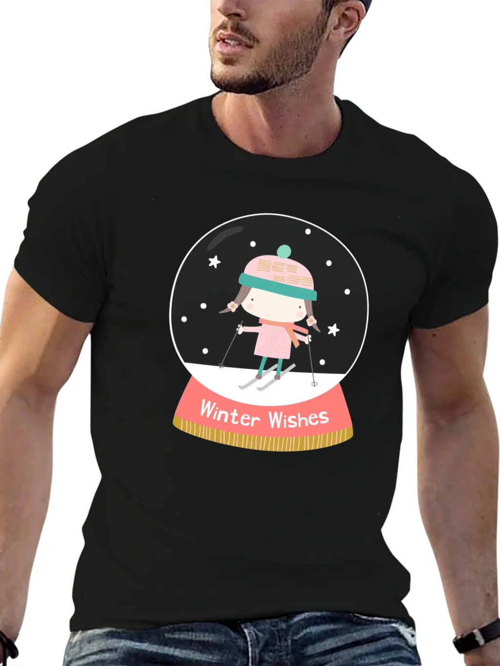 Winter Wishes Graphic Tee - Holiday Snow Globe Shirt product image 9