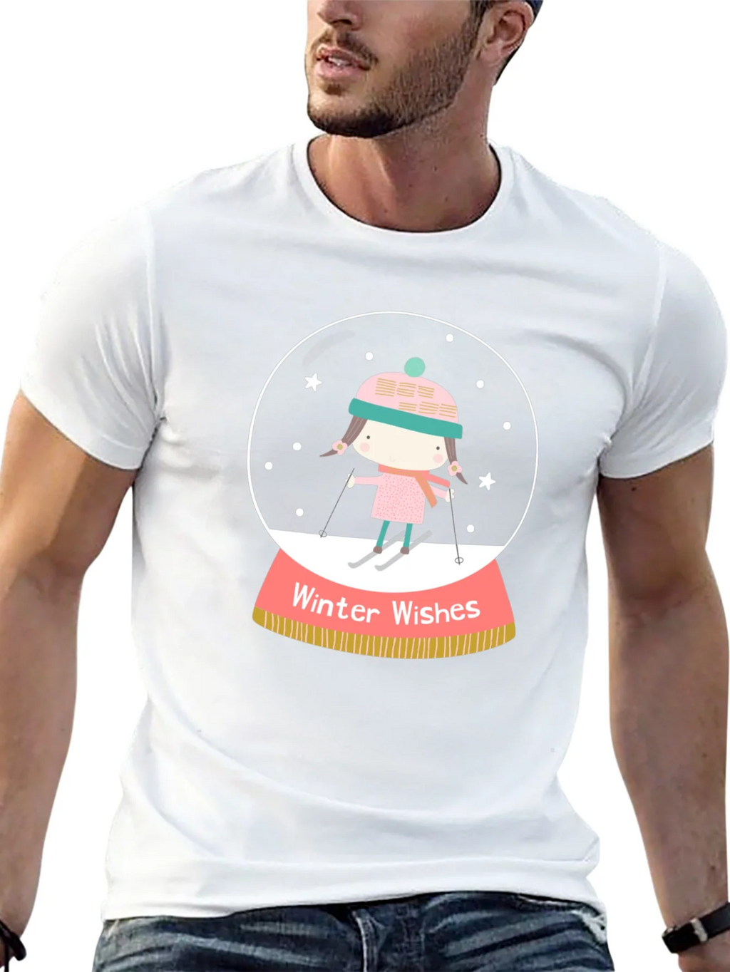 Winter Wishes Graphic Tee - Holiday Snow Globe Shirt product image 4