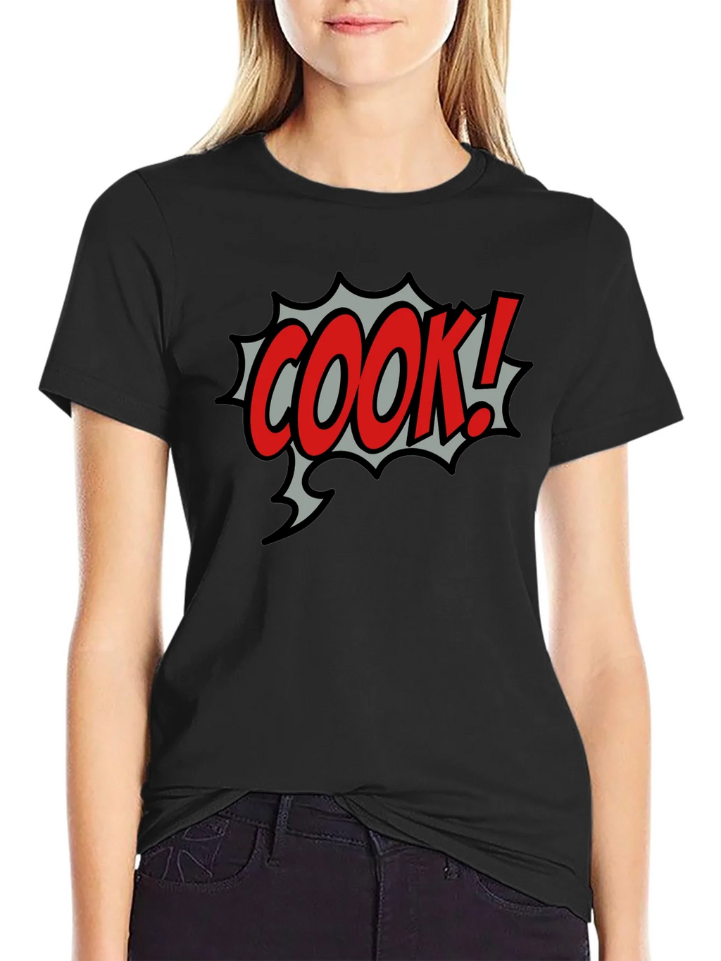 COOK! Comic Style Black T-Shirt product image 5
