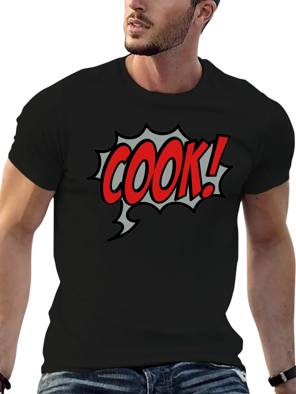COOK! Comic Style Black T-Shirt product image 9