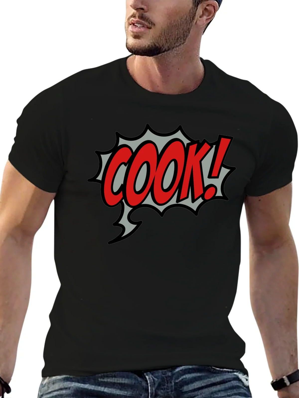 COOK! Comic Style Black T-Shirt product image 9