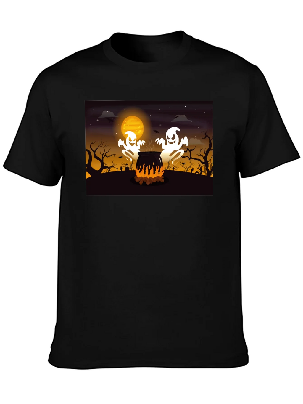 Halloween Ghost Cauldron Black T-Shirt product image 5