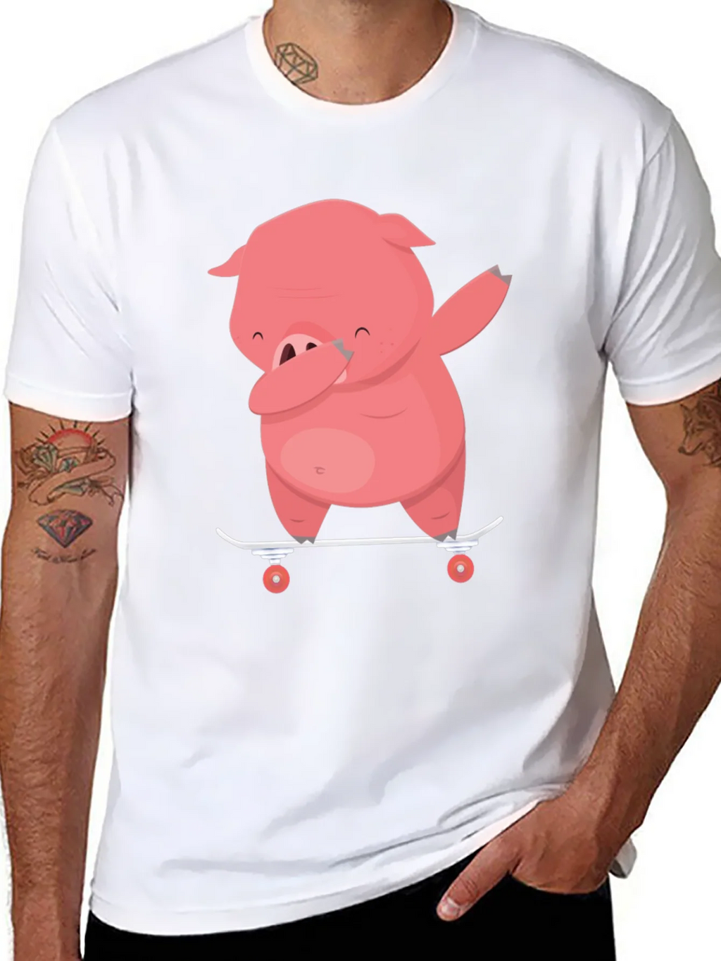 Dabbing Pig Skateboard T-Shirt - Funny Cartoon Tee product image 10