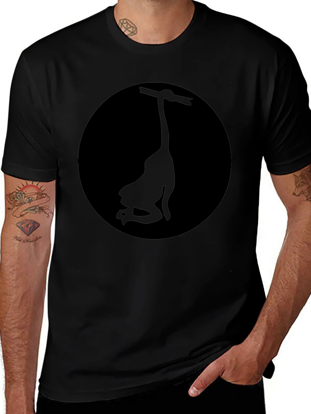 Mens Black Graphic Tee - Silhouette Design product image 1