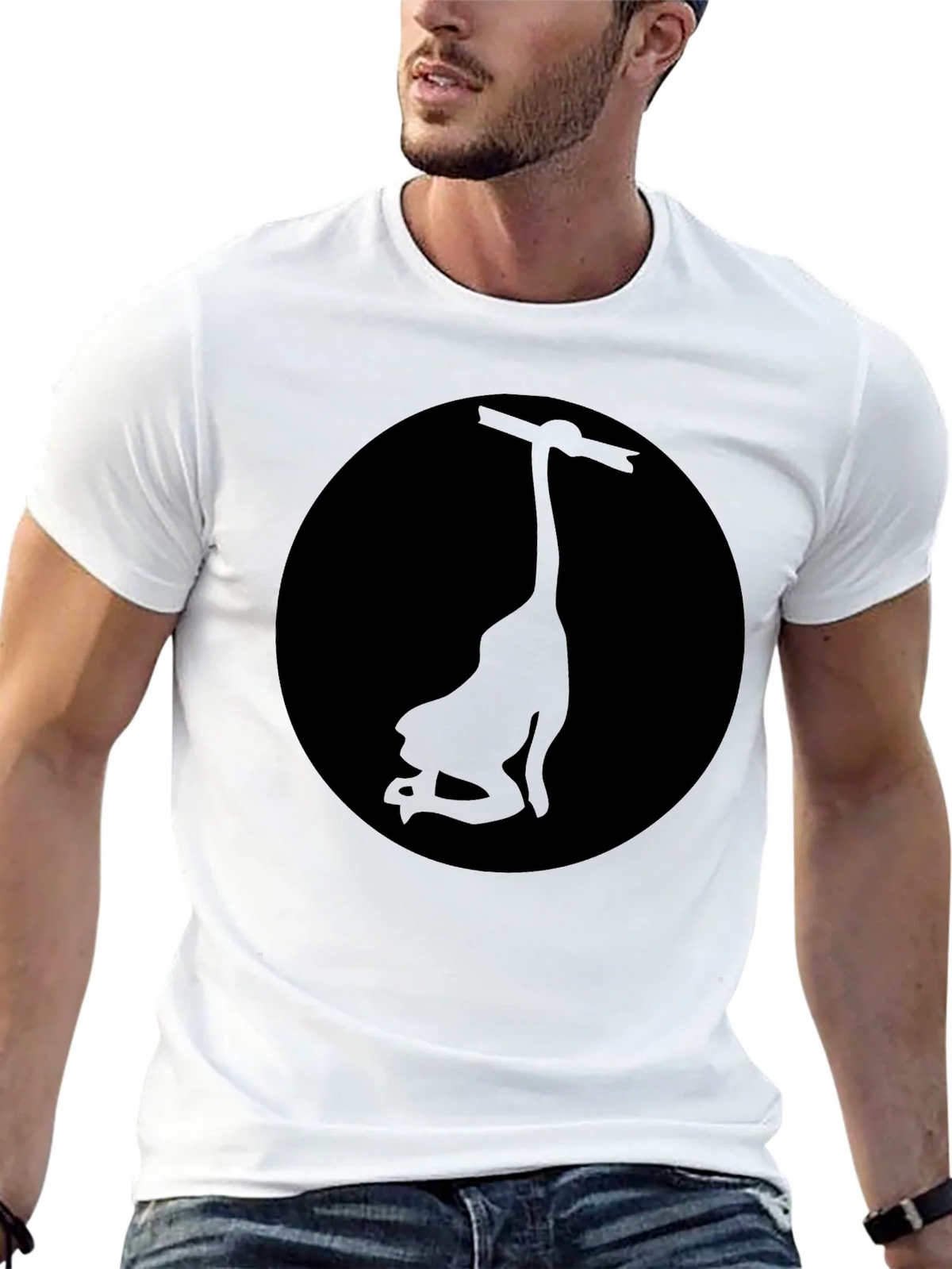 Mens Black Graphic Tee - Silhouette Design product image 4
