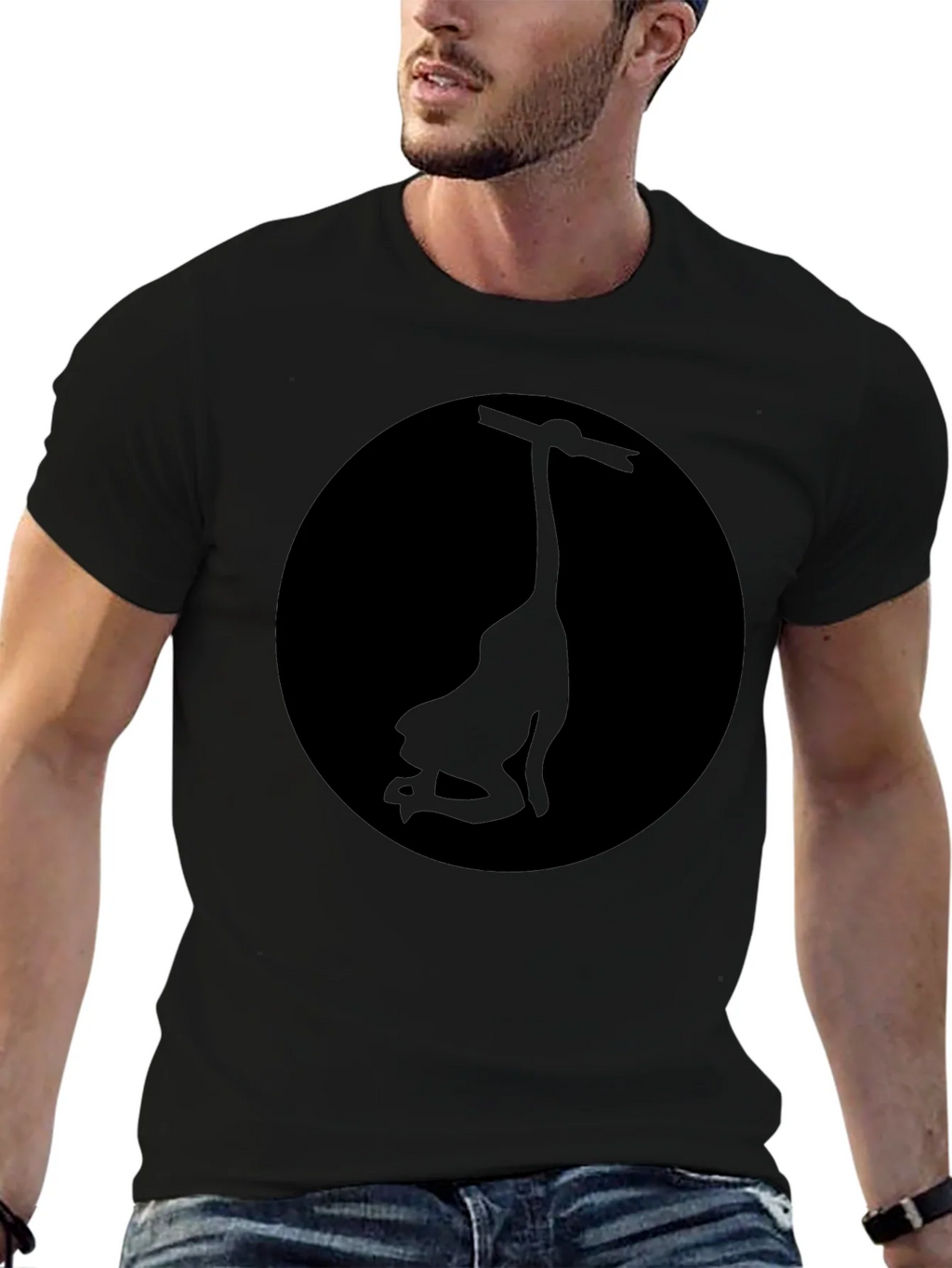 Mens Black Graphic Tee - Silhouette Design product image 9