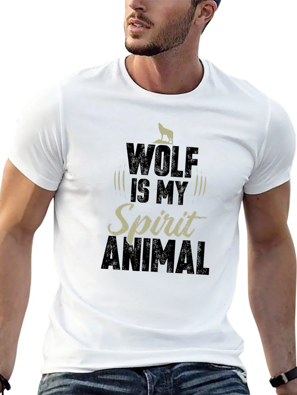 Wolf Spirit Animal Graphic T-Shirt - Black product image 4