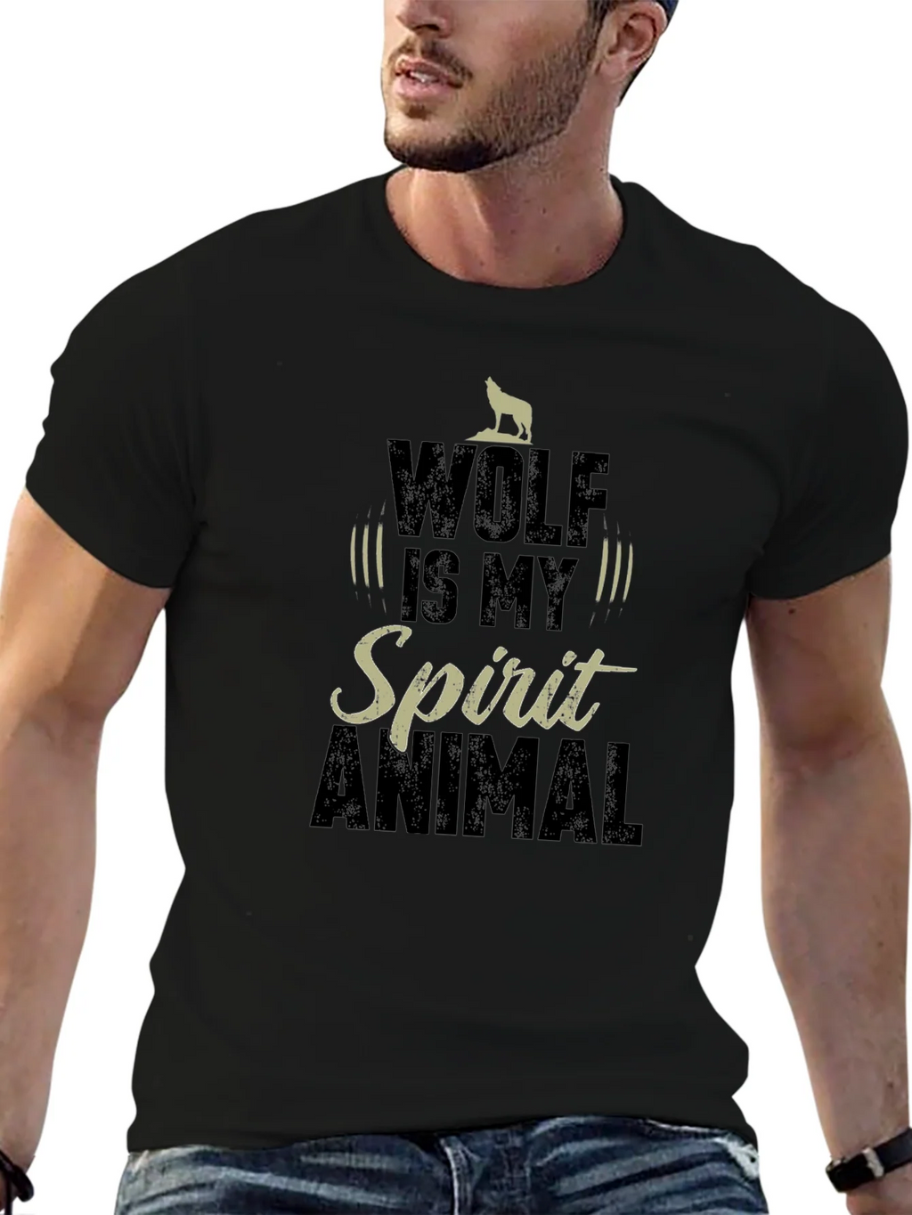 Wolf Spirit Animal Graphic T-Shirt - Black product image 9