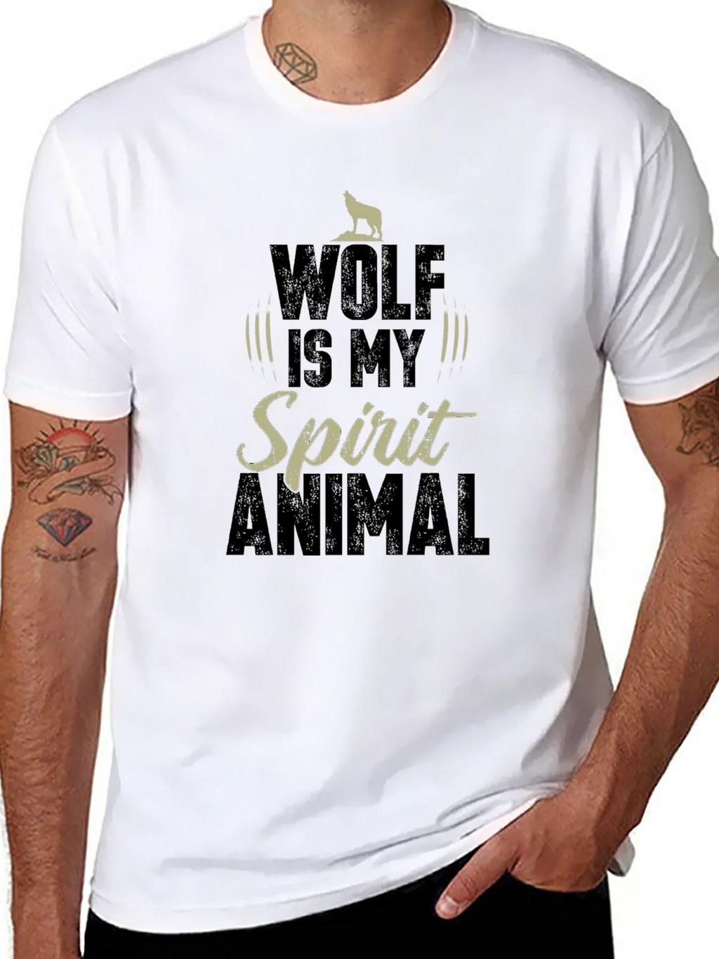 Wolf Spirit Animal Graphic T-Shirt - Black product image 10