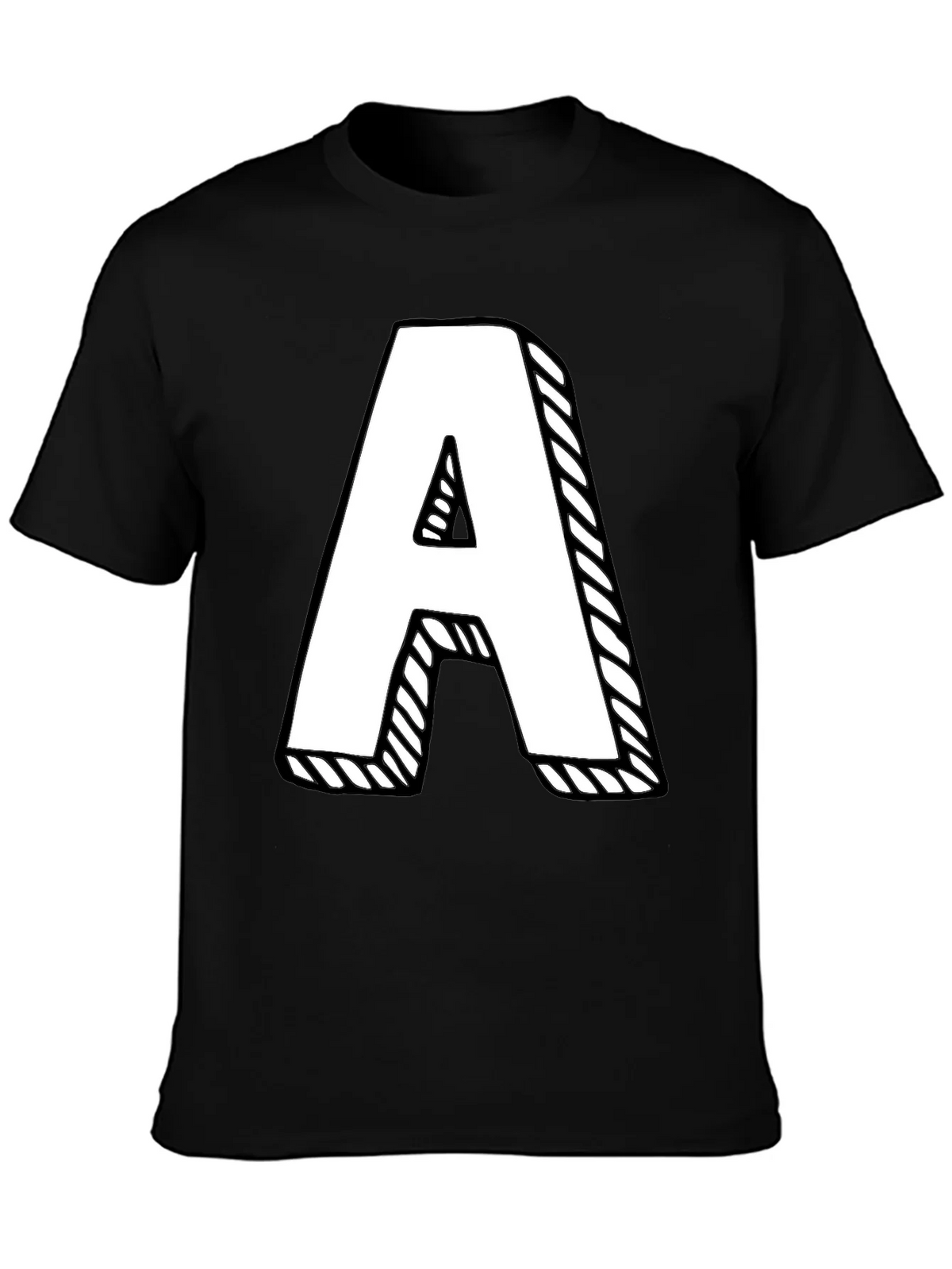Letter A Graphic Tee - Black Cotton Casual Shirt product image 6