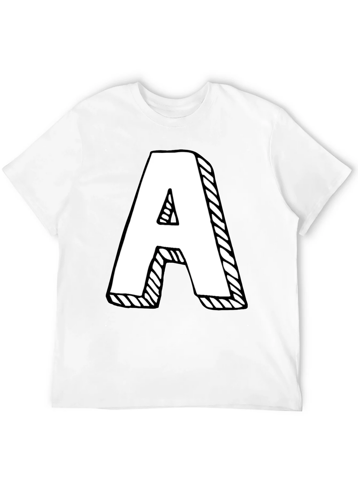 Letter A Graphic Tee - Black Cotton Casual Shirt product image 3