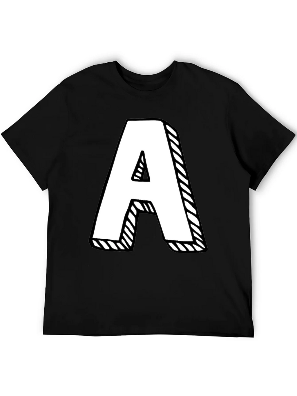 Letter A Graphic Tee - Black Cotton Casual Shirt product image 8