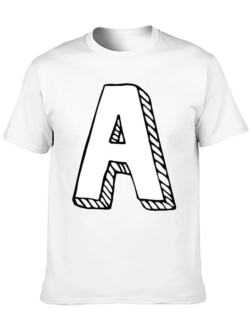 Letter A Graphic Tee - Black Cotton Casual Shirt product image 12