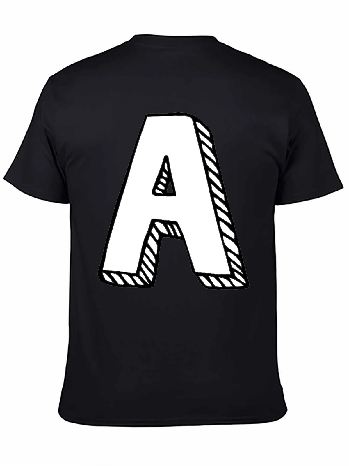 Letter A Graphic Tee - Black Cotton Casual Shirt product image 7