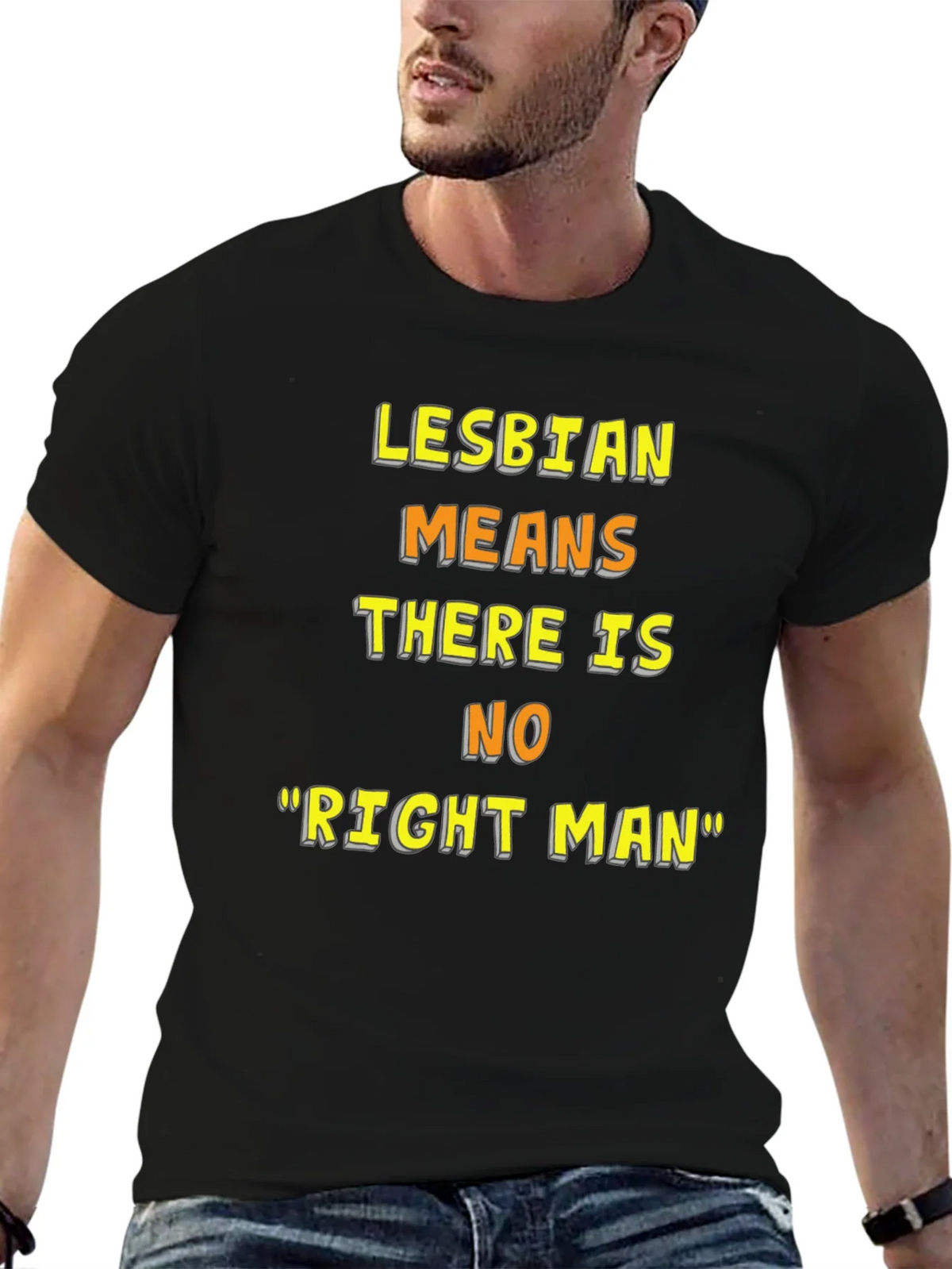 Lesbian Pride T-Shirt - No Right Man Statement Tee product image 9