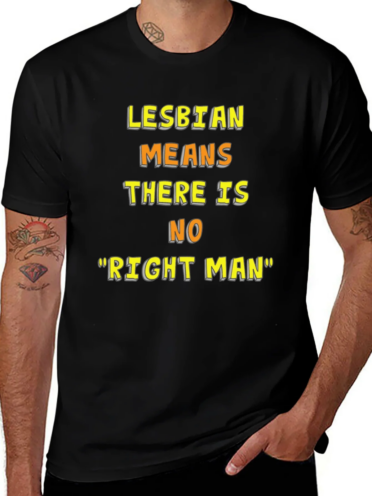 Lesbian Pride T-Shirt - No Right Man Statement Tee product image 1