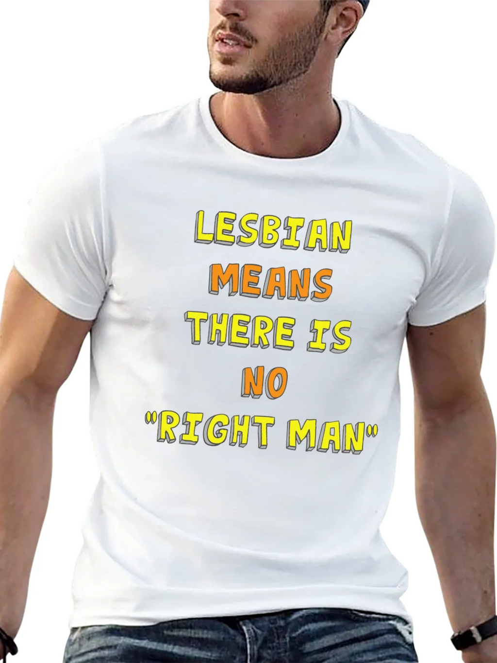 Lesbian Pride T-Shirt - No Right Man Statement Tee product image 4