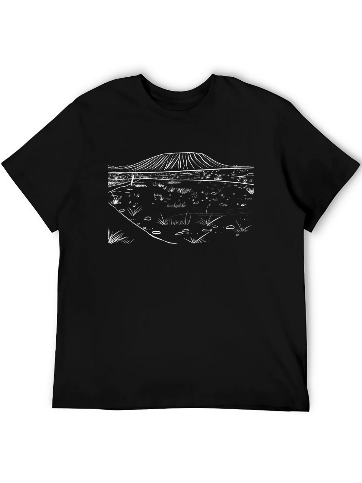 Black T-Shirt with Minimalist Landscape Design product image 8