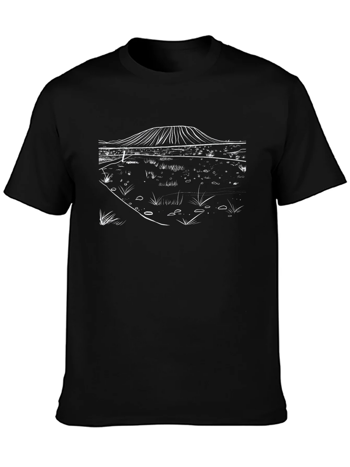 Black T-Shirt with Minimalist Landscape Design product image 6
