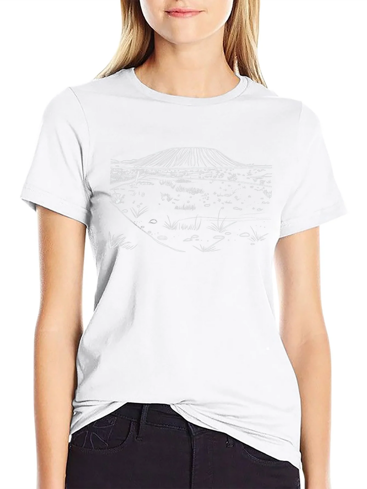 Black T-Shirt with Minimalist Landscape Design product image 11