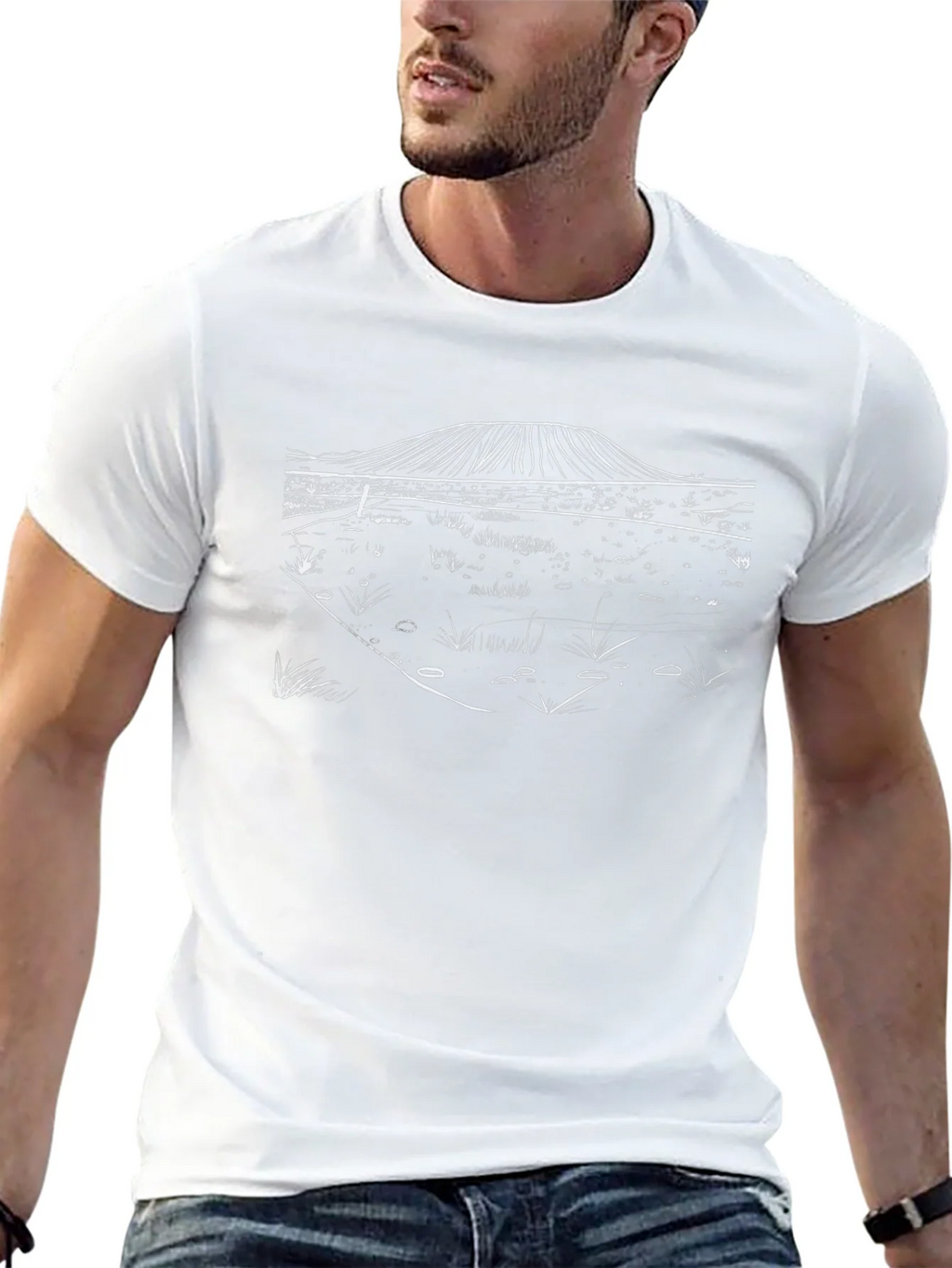 Black T-Shirt with Minimalist Landscape Design product image 4