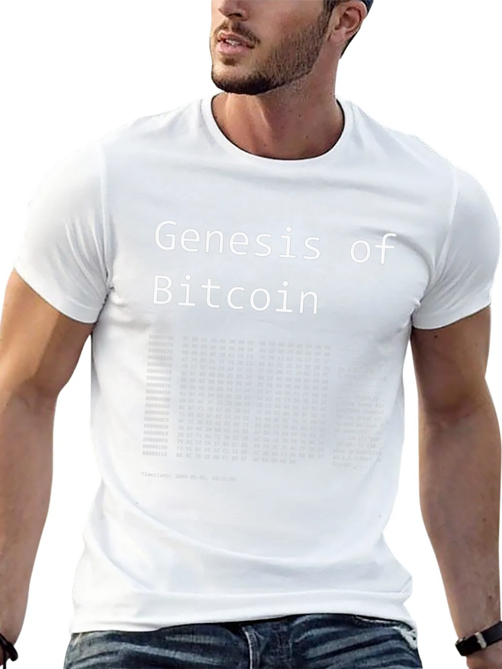 Genesis of Bitcoin Black T-Shirt Crypto product image 4