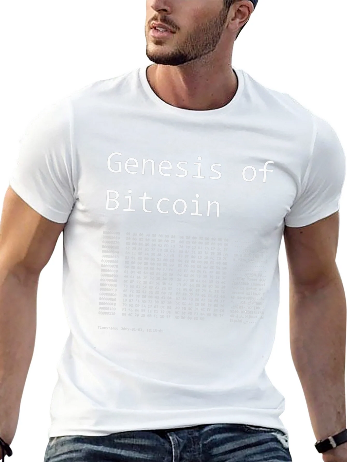 Genesis of Bitcoin Black T-Shirt Crypto product image 4